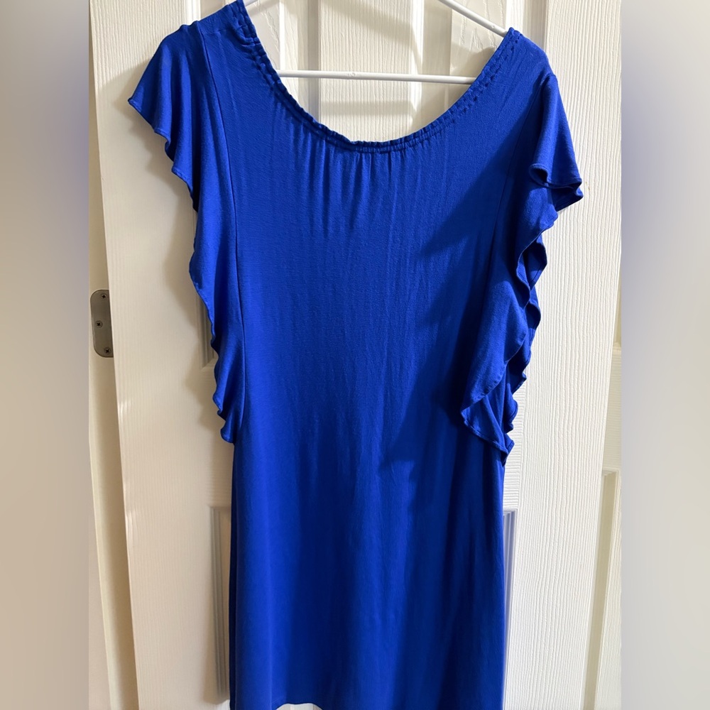 Royal Blue Express Ruffle Dress - Picture 2 of 3